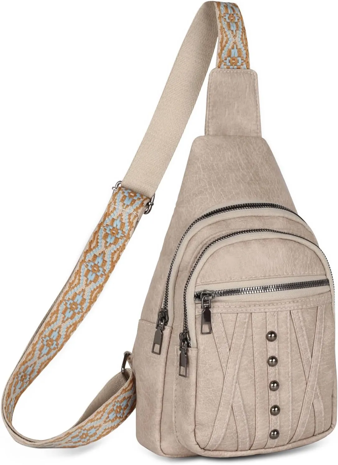 Relang Sling Bag for Women Crossbody, Leather Cross Body Fanny Packs for Women, Trendy Chest Bag for Travel and Daily Use