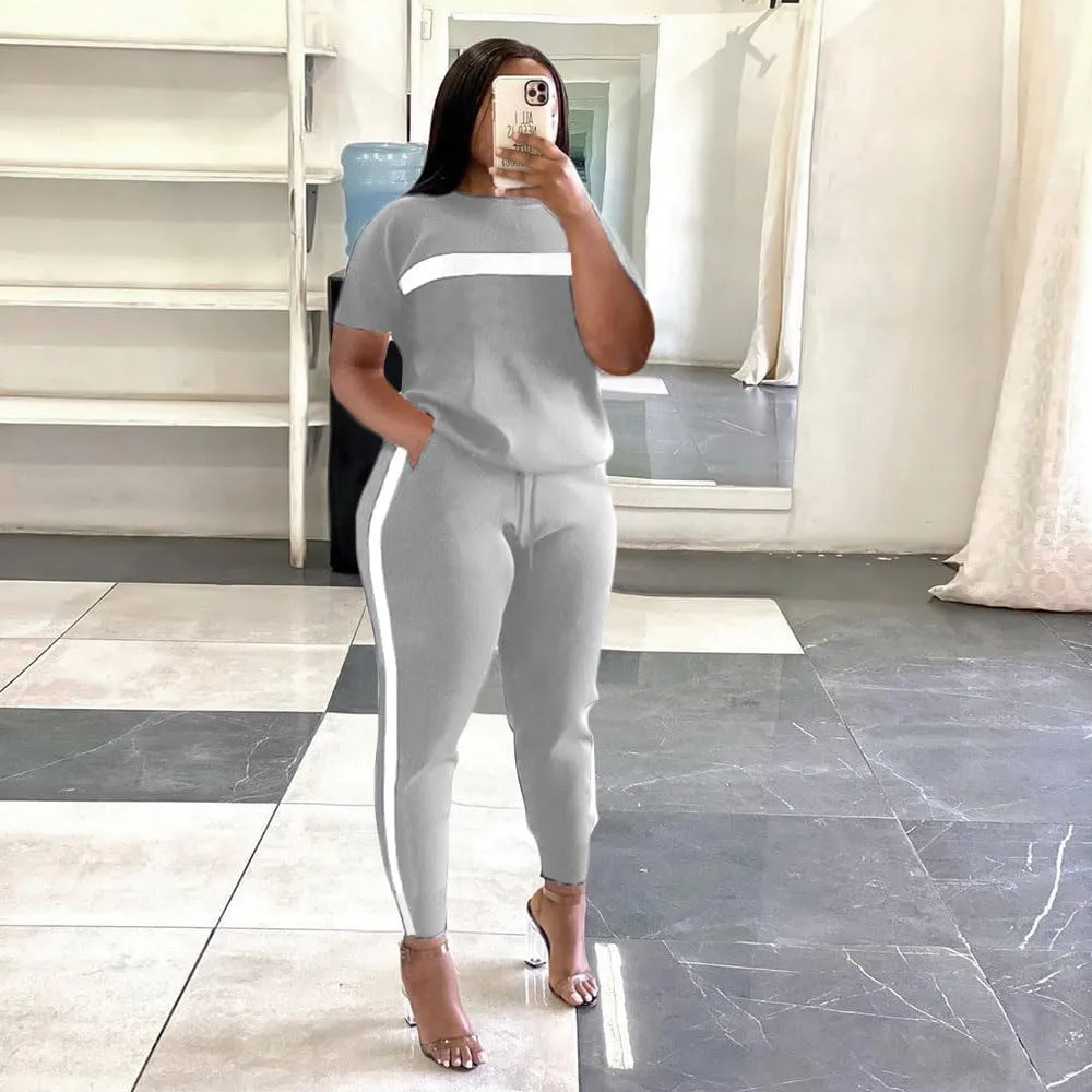 Remxi Workout Sets for Women Two Piece Outfits Jogging Sweat Suits Tops and Long Sweatpants Set Workout Tracksuit