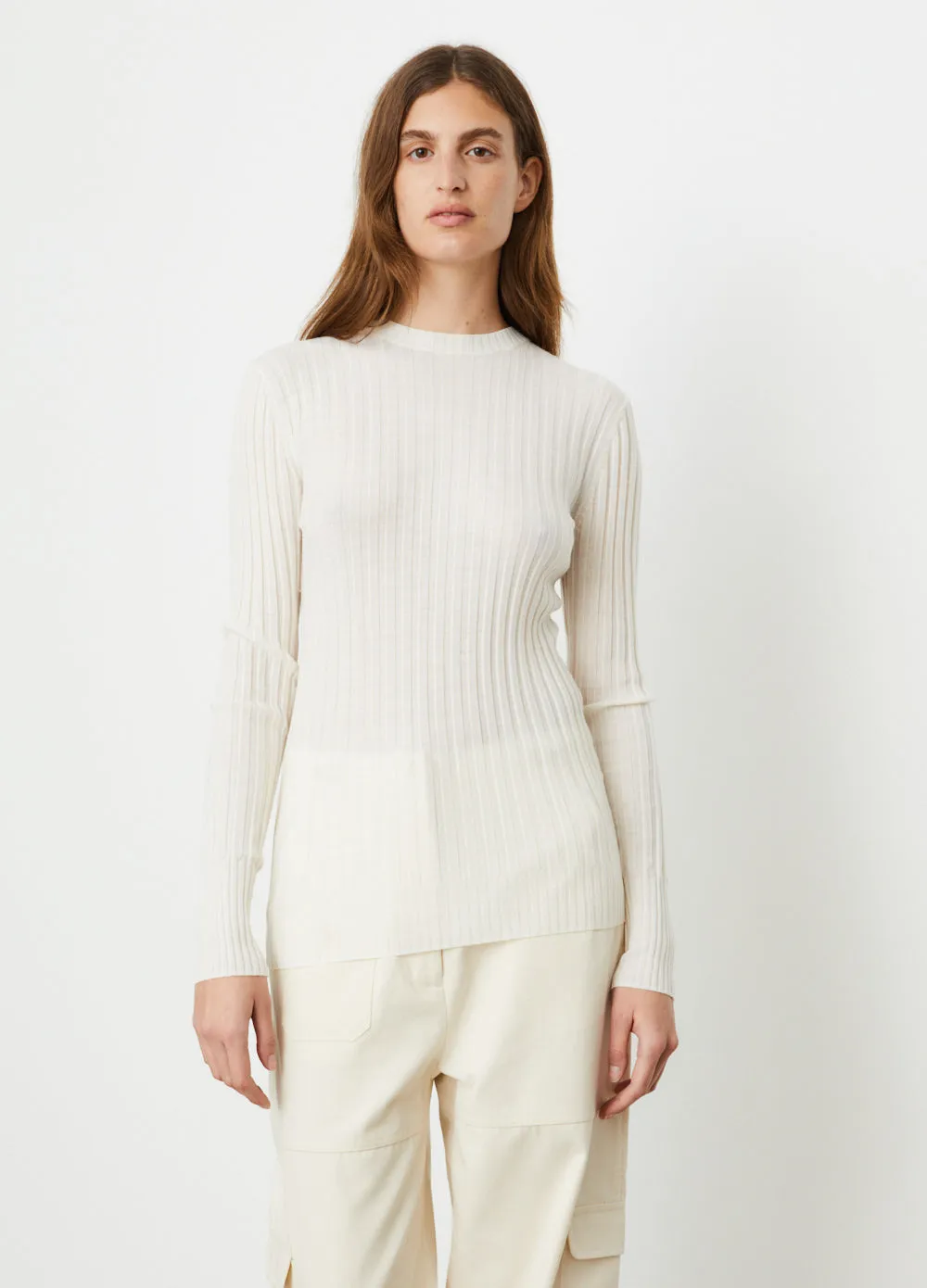 Round Neck Ribbed Wool Knit