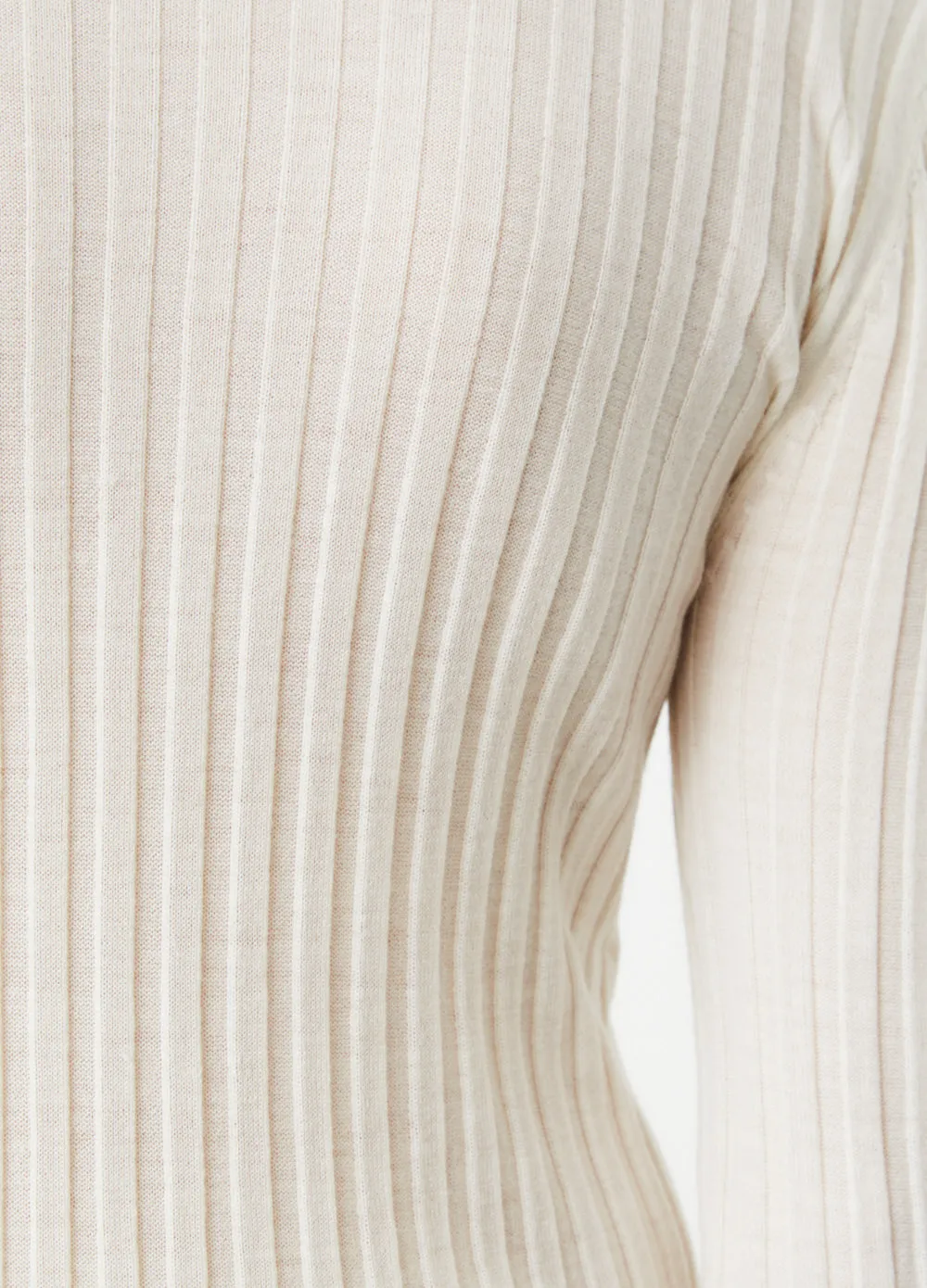 Round Neck Ribbed Wool Knit