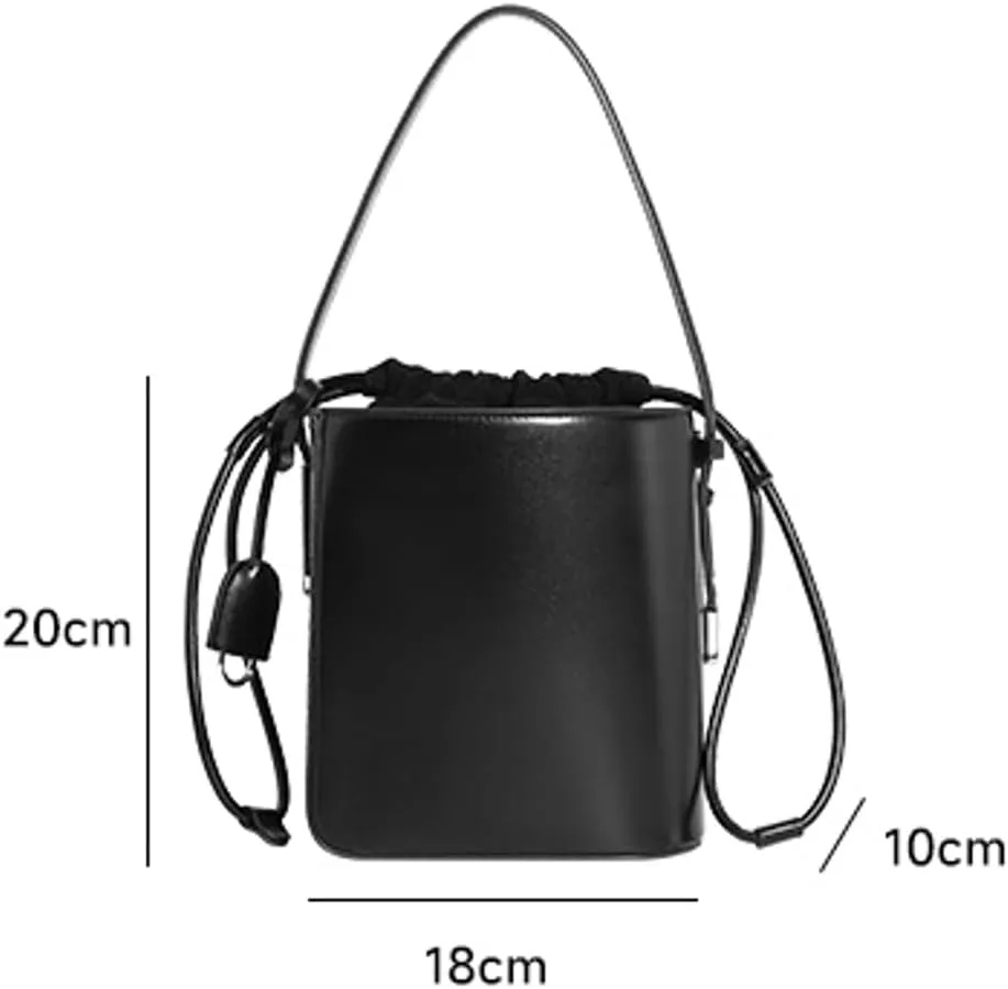 Rungion Womens Small Vegan Leather Bucket Bag Crossbody Purse Fashion Lightweight Shoulder Handbag for Casual Daily Use