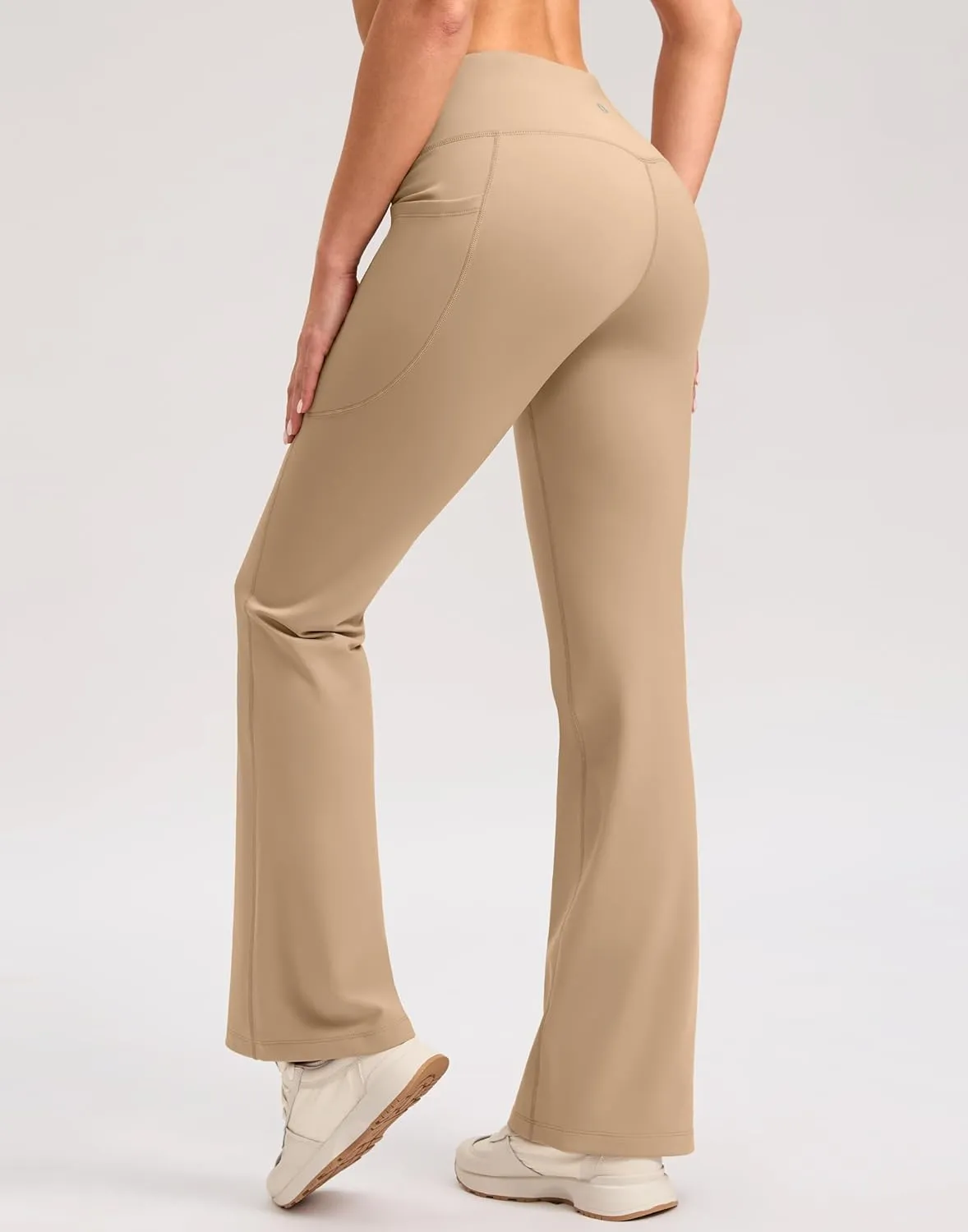 SANTINY Fleece Lined Flare Leggings Women 28.5/30.5/32 Water Resistant Winter Bell Bottom Hiking Yoga Pants with Pockets