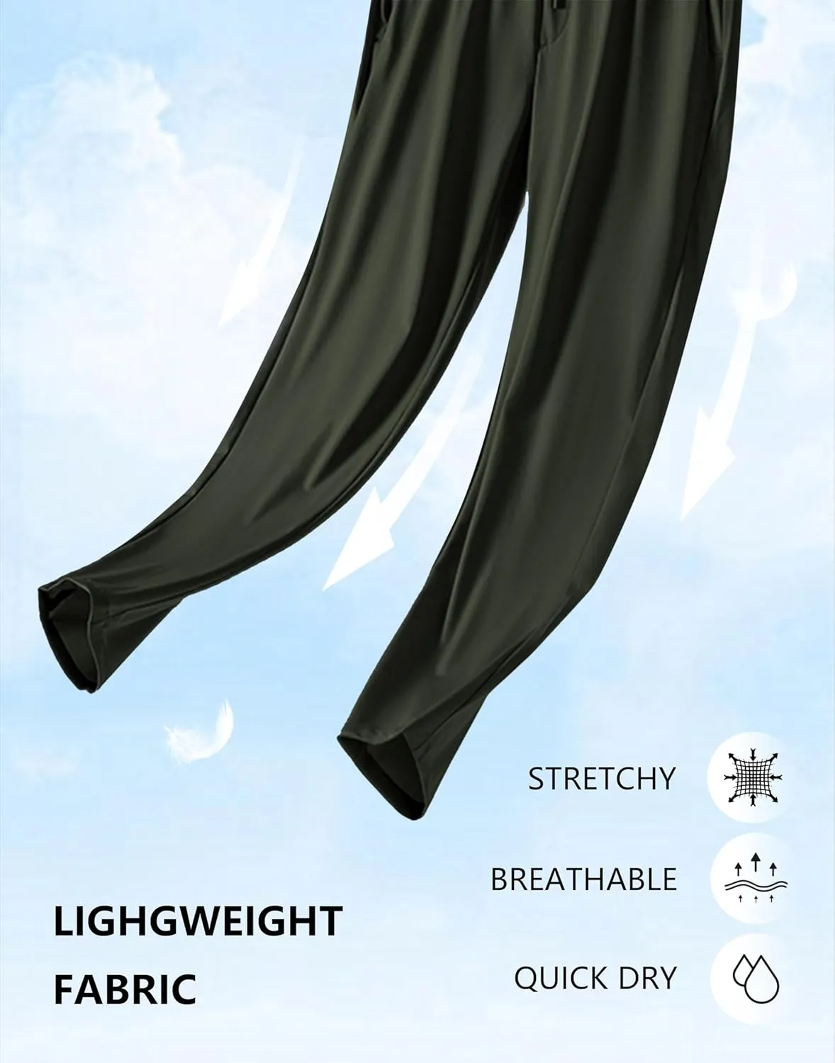 SANTINY Women's Lightweght Pants with Pockets 7/8 High Waisted Stretch Ankle Pants for Women Golf Travel Athletic Casual