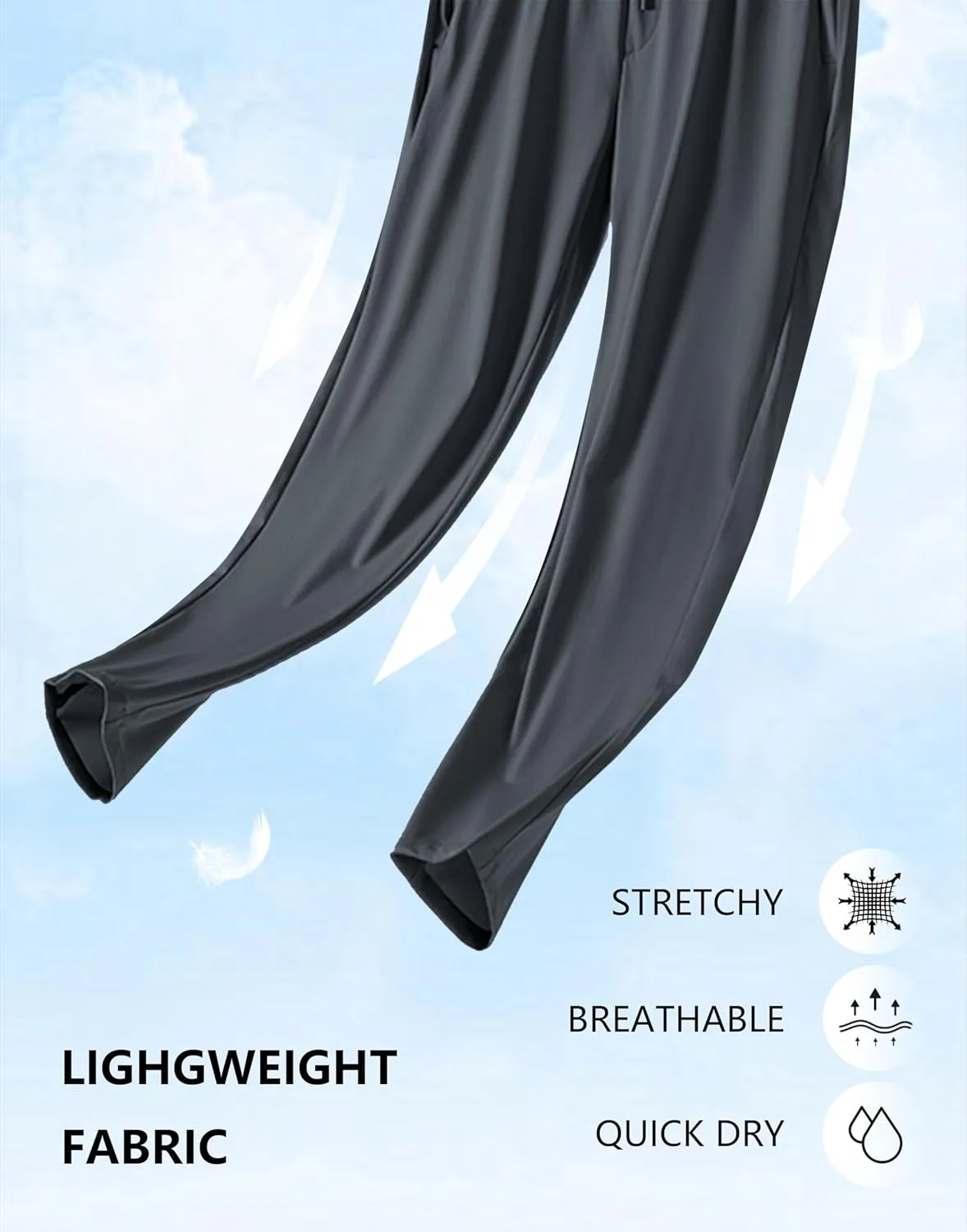 SANTINY Women's Lightweght Pants with Pockets 7/8 High Waisted Stretch Ankle Pants for Women Golf Travel Athletic Casual