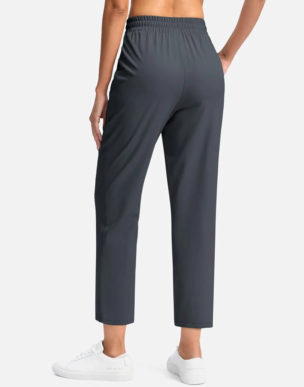 SANTINY Women's Lightweght Pants with Pockets 7/8 High Waisted Stretch Ankle Pants for Women Golf Travel Athletic Casual