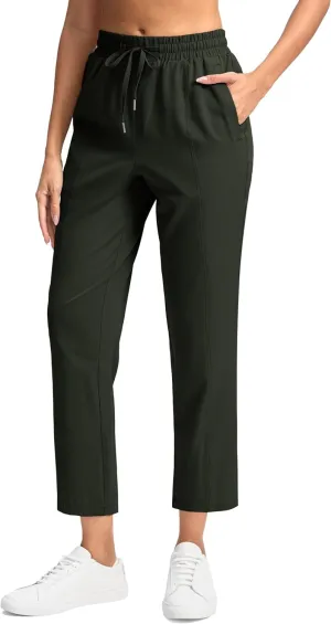 SANTINY Women's Lightweght Pants with Pockets 7/8 High Waisted Stretch Ankle Pants for Women Golf Travel Athletic Casual