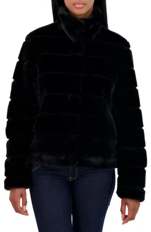 SEBBY Snap Front Faux Fur Jacket