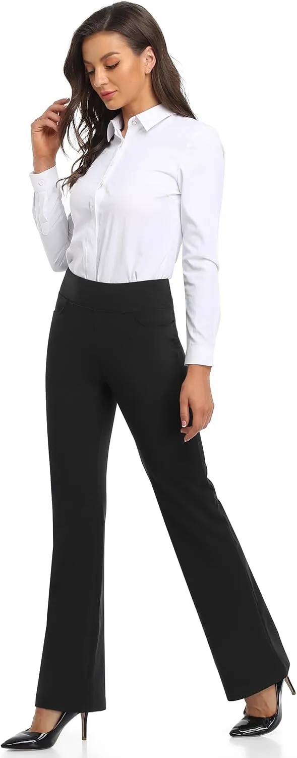 SEVEGO 29"/31"/33"/35" Inseam Women's Bootcut Yoga Dress Pants High Waist Stretch Work Pants Petite, Regular, Long, Tall