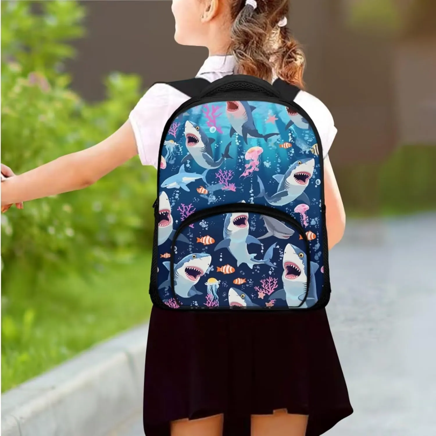 Shark Backpack Toddler Jellyfish Kids School Bag with Lunch Bag 2 in 1 Ocean Themed 12 Inch Daycare Backpack with Padded Straps Ideal for Daily Use