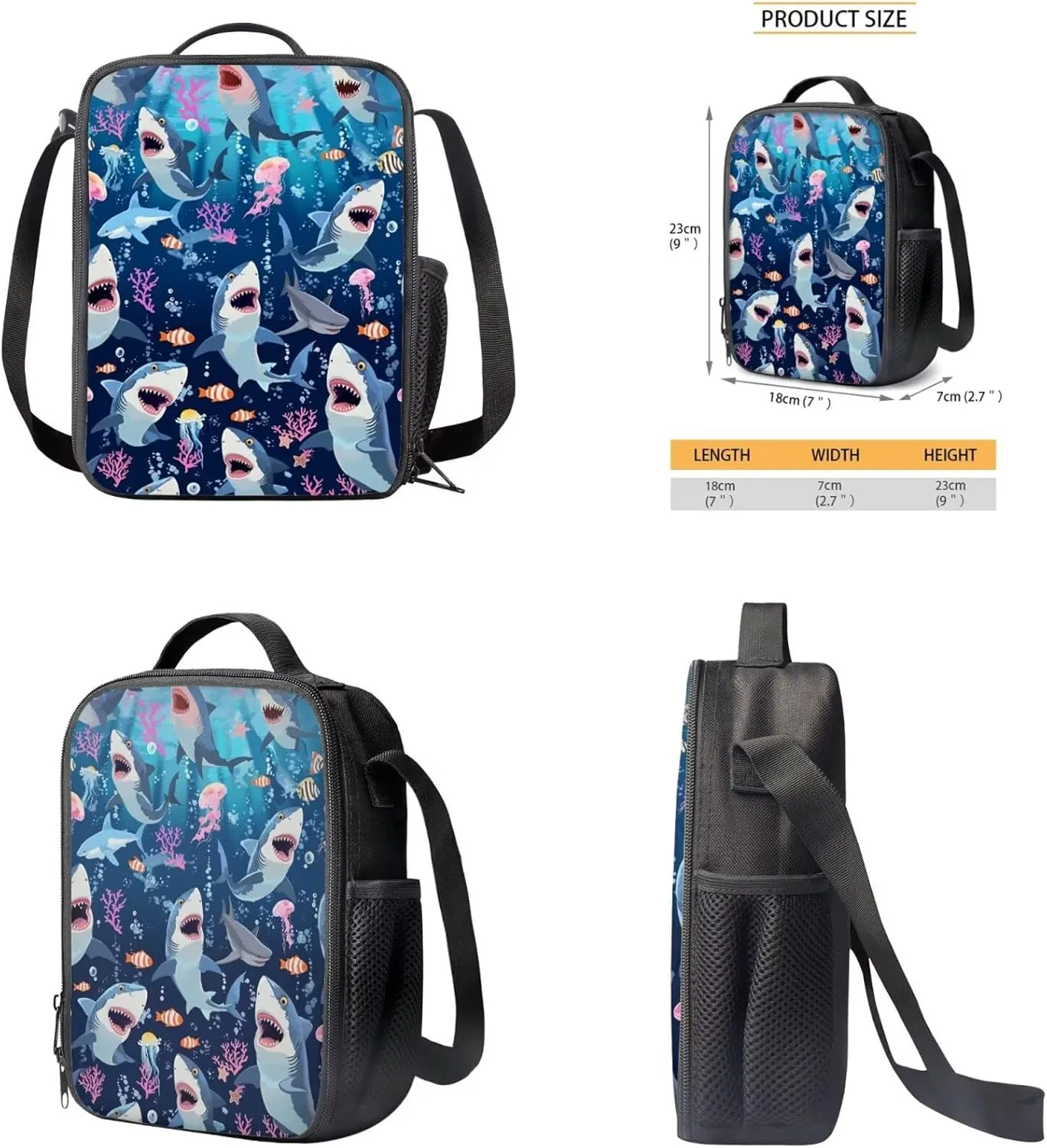 Shark Backpack Toddler Jellyfish Kids School Bag with Lunch Bag 2 in 1 Ocean Themed 12 Inch Daycare Backpack with Padded Straps Ideal for Daily Use