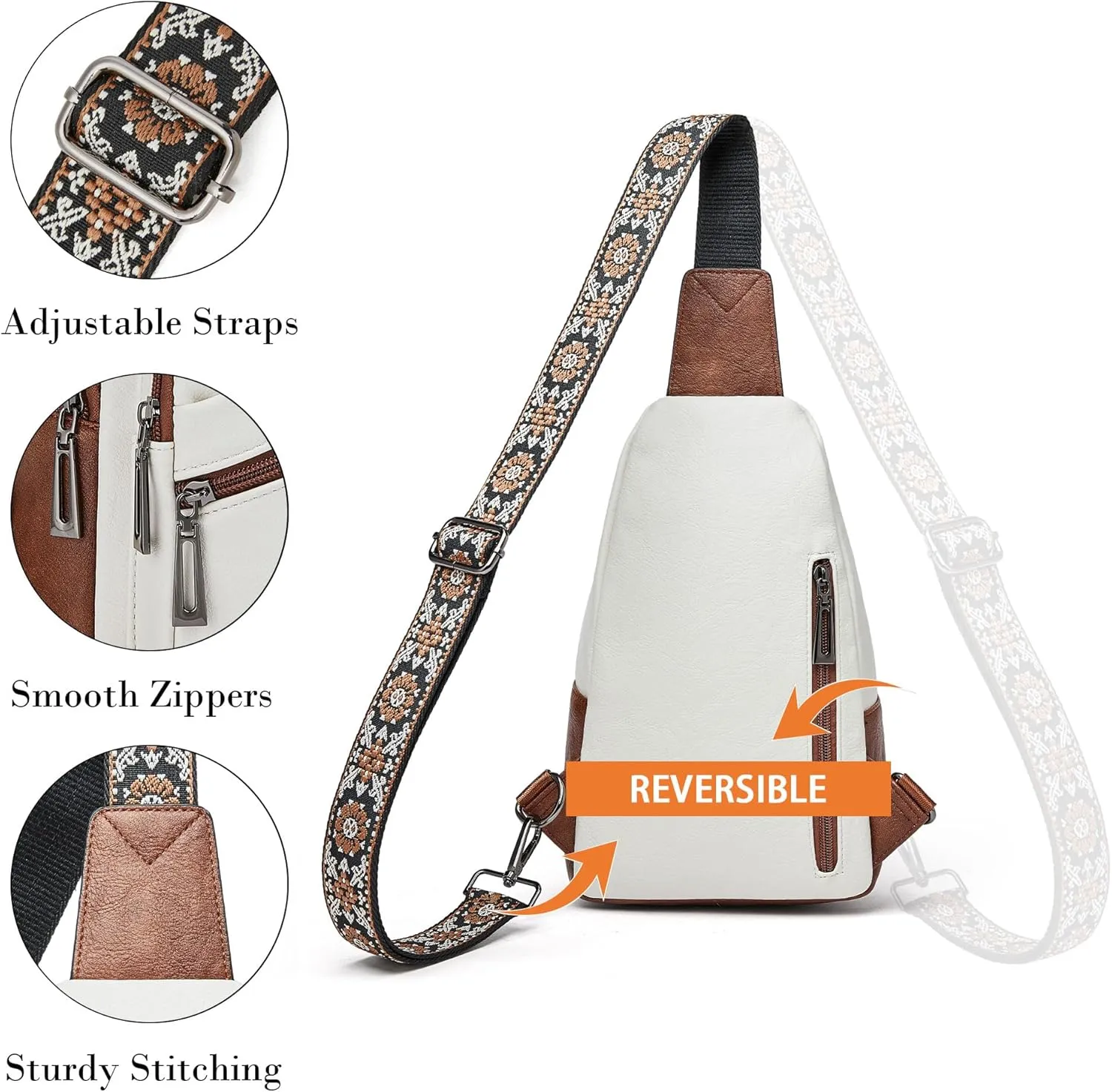 Shrrie Sling Bag Crossbody Bag for Women Vegan Leather Fanny Pack Women Small Travel Purse Chest Waist Bag For Daily Use