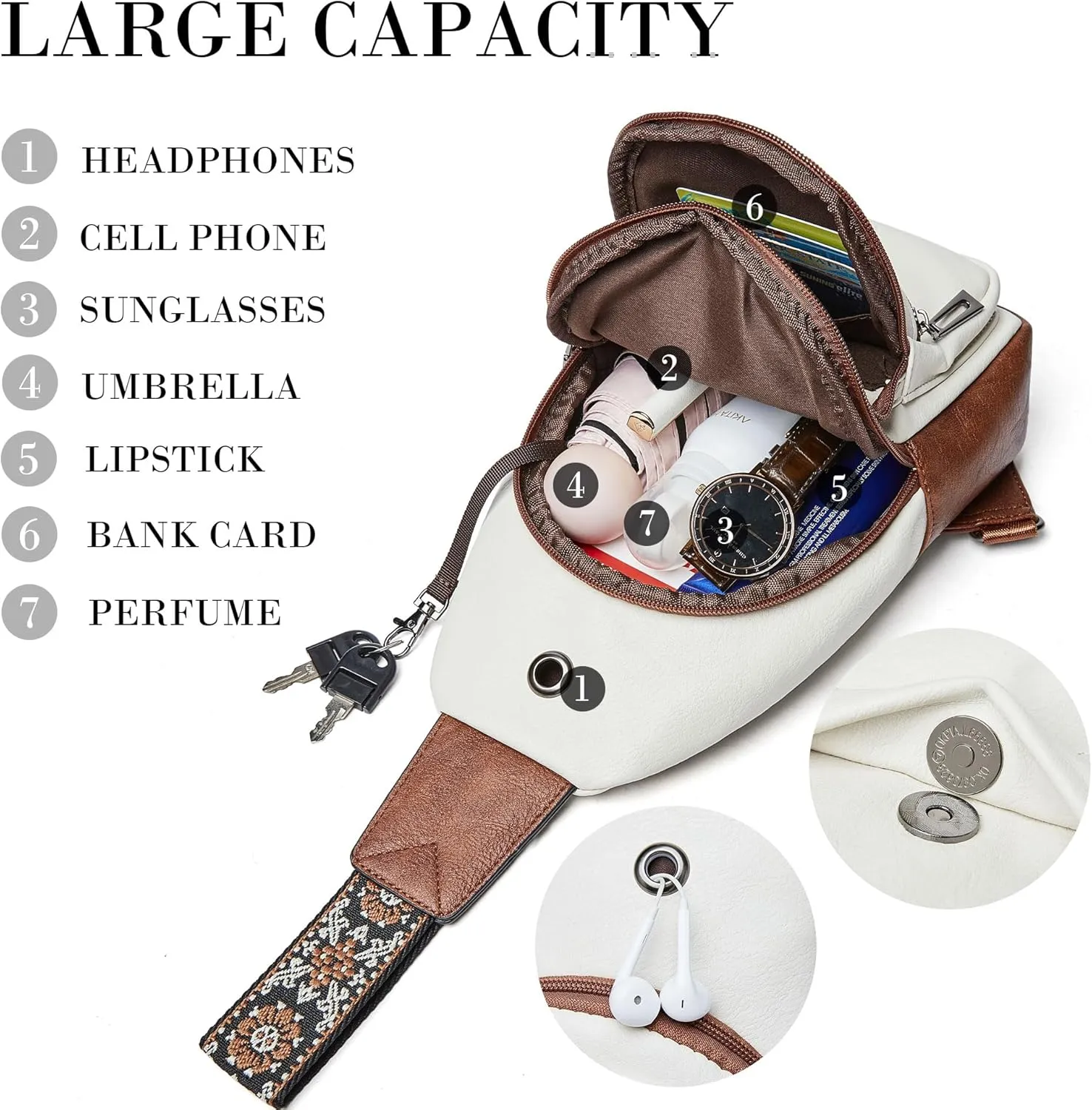 Shrrie Sling Bag Crossbody Bag for Women Vegan Leather Fanny Pack Women Small Travel Purse Chest Waist Bag For Daily Use