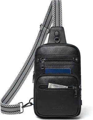 Shrrie Sling Bag For Women Men 5 Pockets Crossbody Bags Faux Leather Cross body Fanny Pack Sling Backpack Daypack for Daily Use Travel