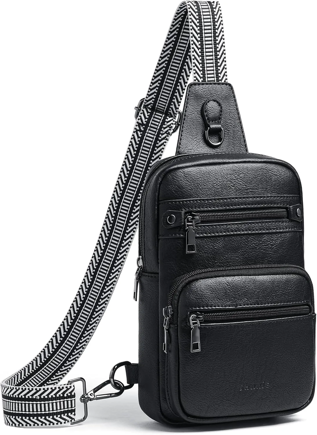 Shrrie Sling Bag For Women Men 5 Pockets Crossbody Bags Faux Leather Cross body Fanny Pack Sling Backpack Daypack for Daily Use Travel