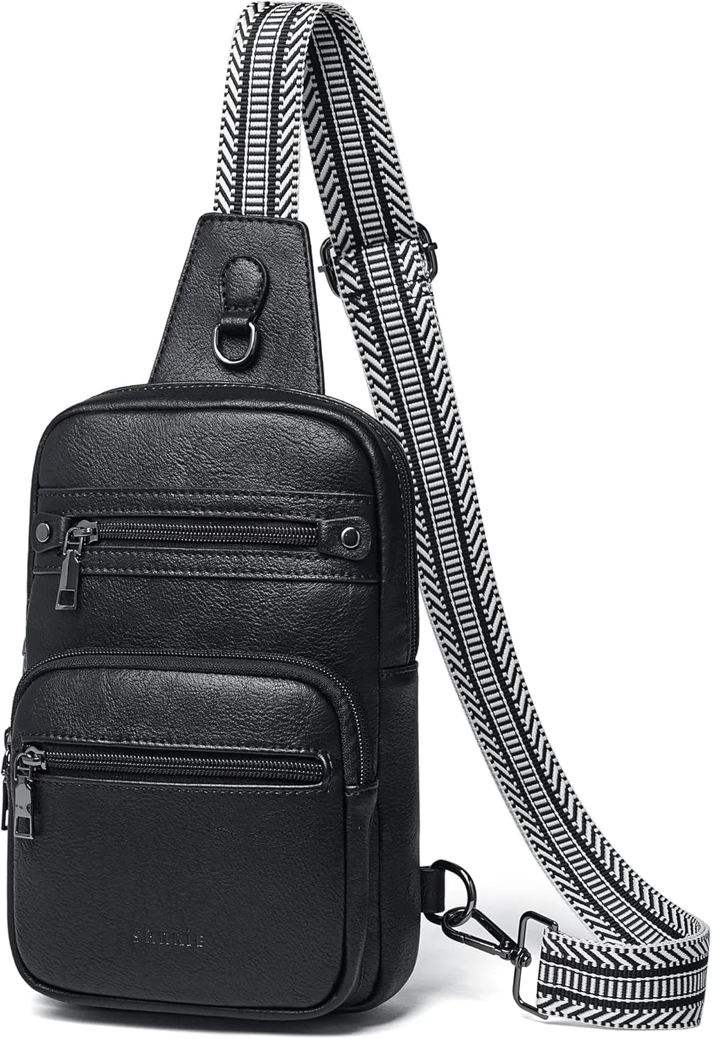 Shrrie Sling Bag For Women Men 5 Pockets Crossbody Bags Faux Leather Cross body Fanny Pack Sling Backpack Daypack for Daily Use Travel