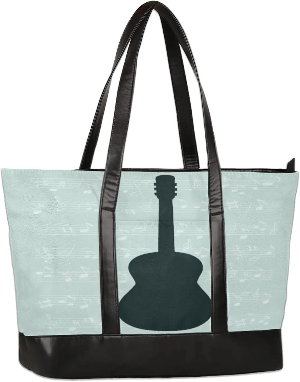 Silhouette Musical Guitar Laptop Tote Bag for Women Lightweight Work Purse with Multiple Compartments Fits 13-15.6 Inch Laptop Tablet Shoulder Bag for Office Travel Daily Use
