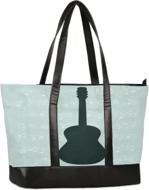Silhouette Musical Guitar Laptop Tote Bag for Women Lightweight Work Purse with Multiple Compartments Fits 13-15.6 Inch Laptop Tablet Shoulder Bag for Office Travel Daily Use