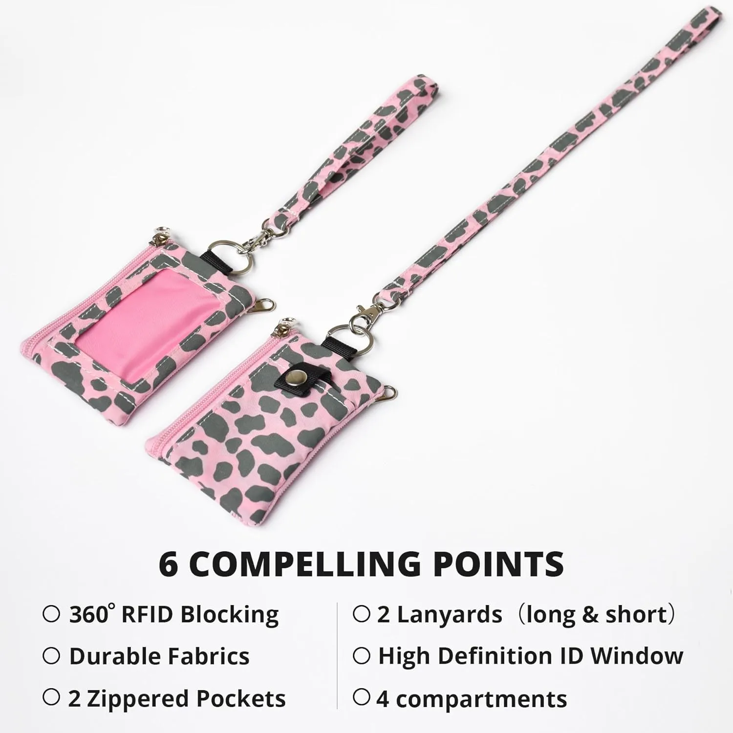 Small Lanyard Wallet for Women with RFID Blocking,ID Holder,Keychain - Zip ID Card Case and Coin Purse for Travel and Daily Use (Pink Graffiti)