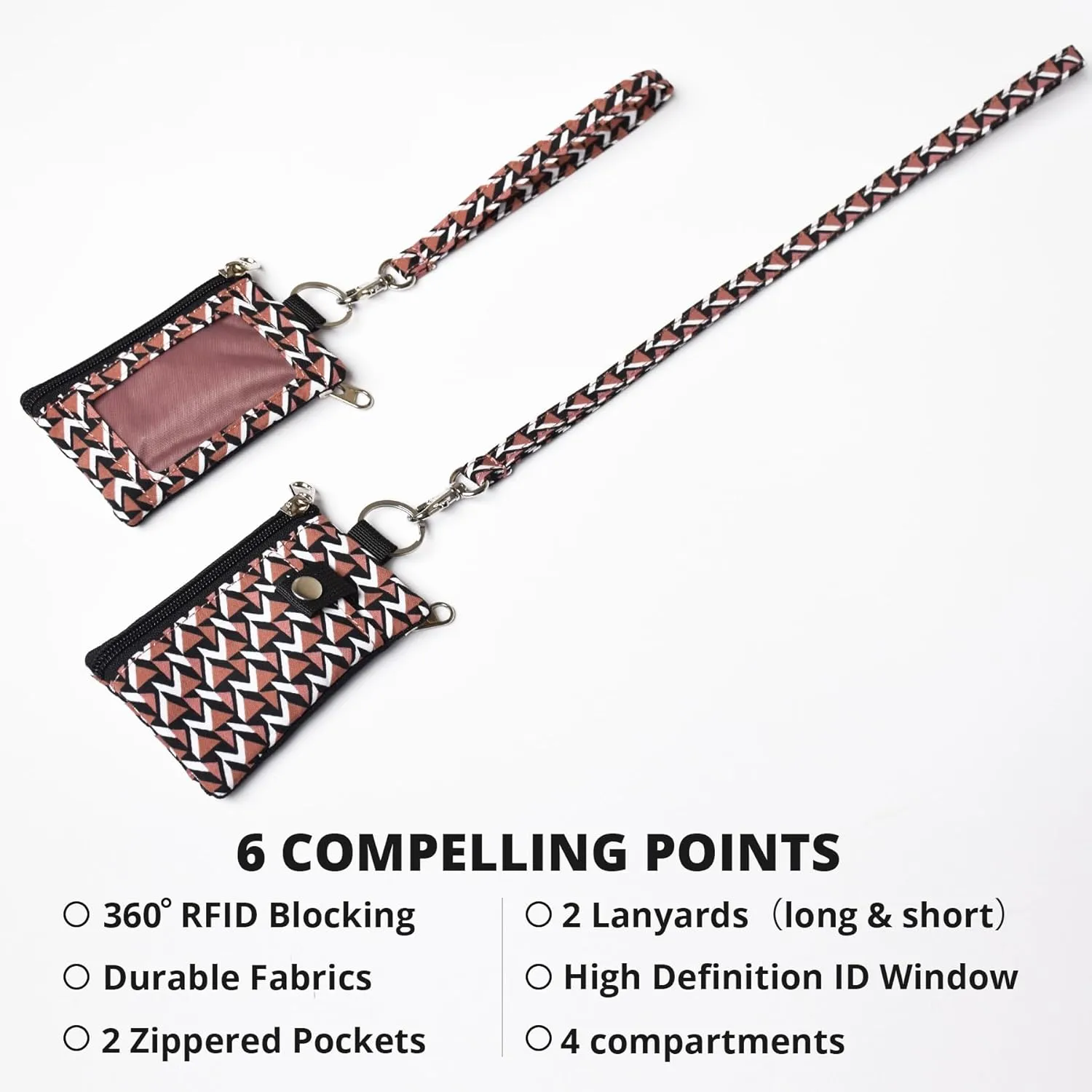 Small Lanyard Wallet for Women with RFID Blocking,ID Holder,Keychain - Zip ID Card Case and Coin Purse for Travel and Daily Use (T006)