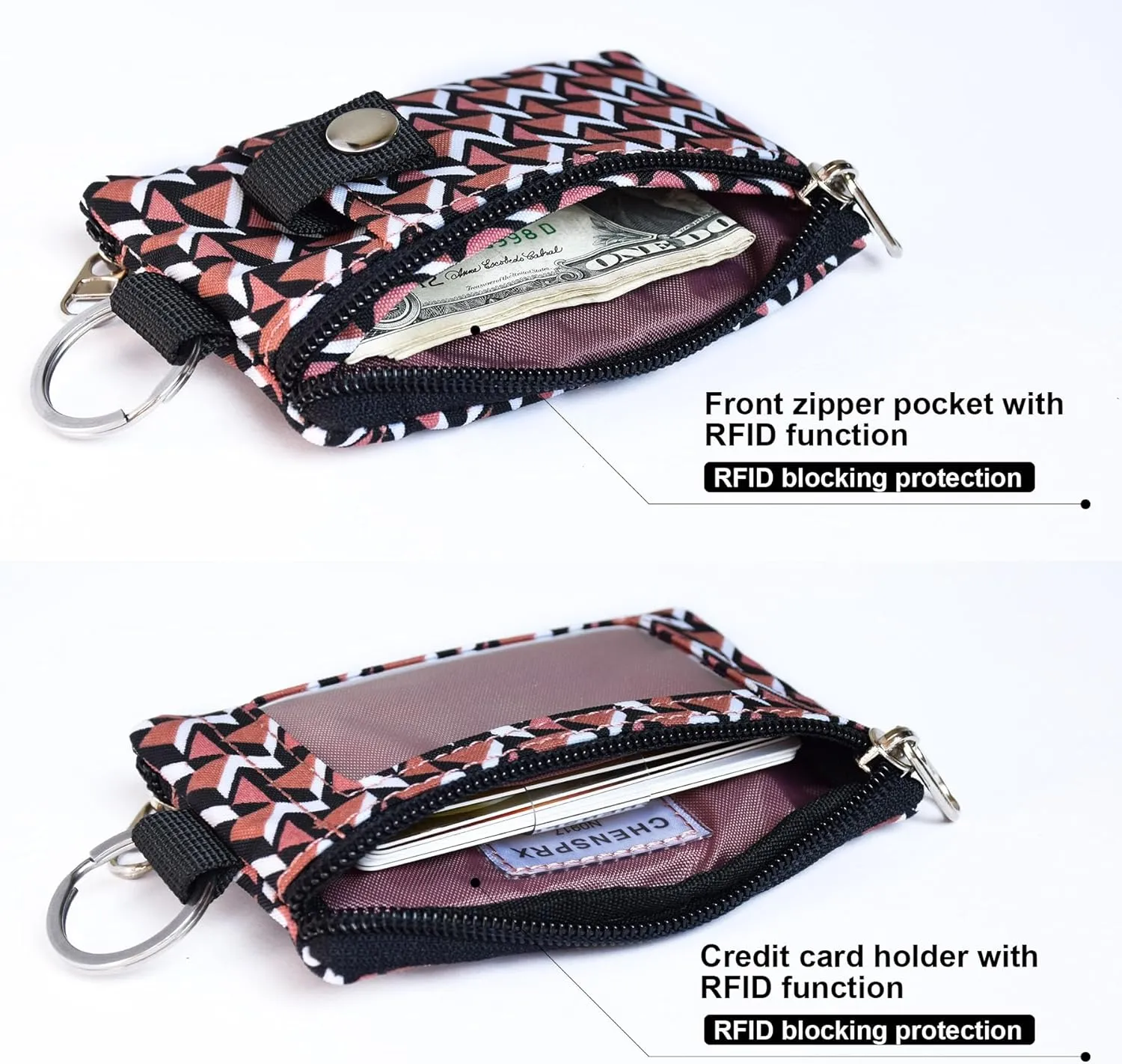 Small Lanyard Wallet for Women with RFID Blocking,ID Holder,Keychain - Zip ID Card Case and Coin Purse for Travel and Daily Use (T006)