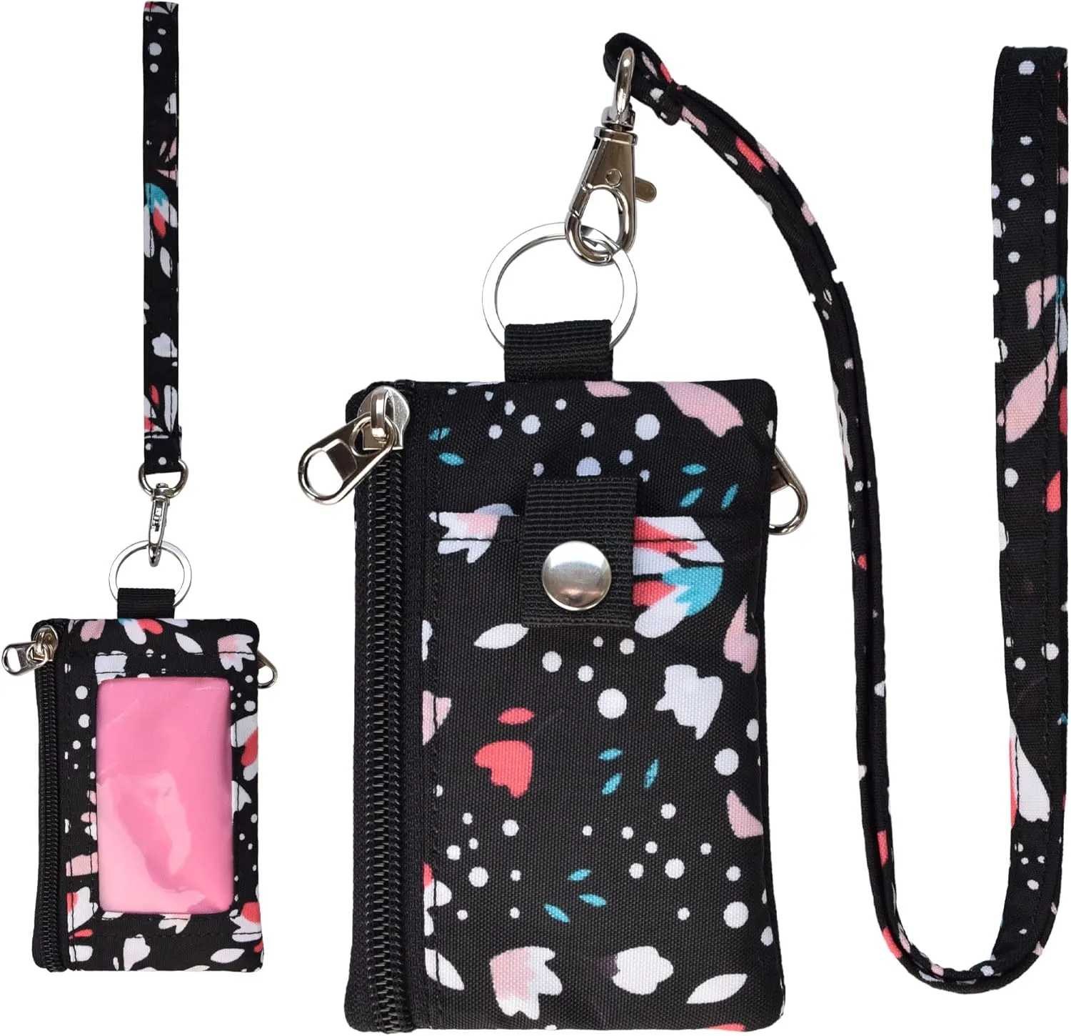 Small Lanyard Wallet for Women with RFID Blocking,ID Holder,Keychain - Zip ID Card Case and Coin Purse for Travel and Daily Use (T008)