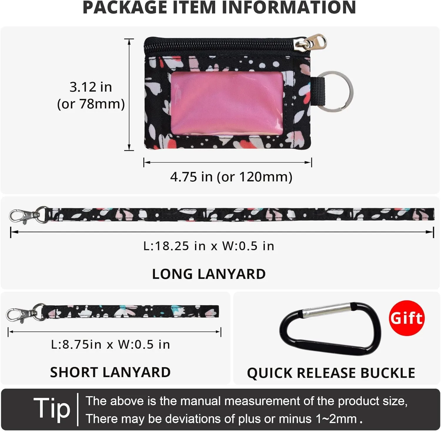 Small Lanyard Wallet for Women with RFID Blocking,ID Holder,Keychain - Zip ID Card Case and Coin Purse for Travel and Daily Use (T008)