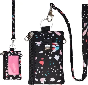 Small Lanyard Wallet for Women with RFID Blocking,ID Holder,Keychain - Zip ID Card Case and Coin Purse for Travel and Daily Use (T008)
