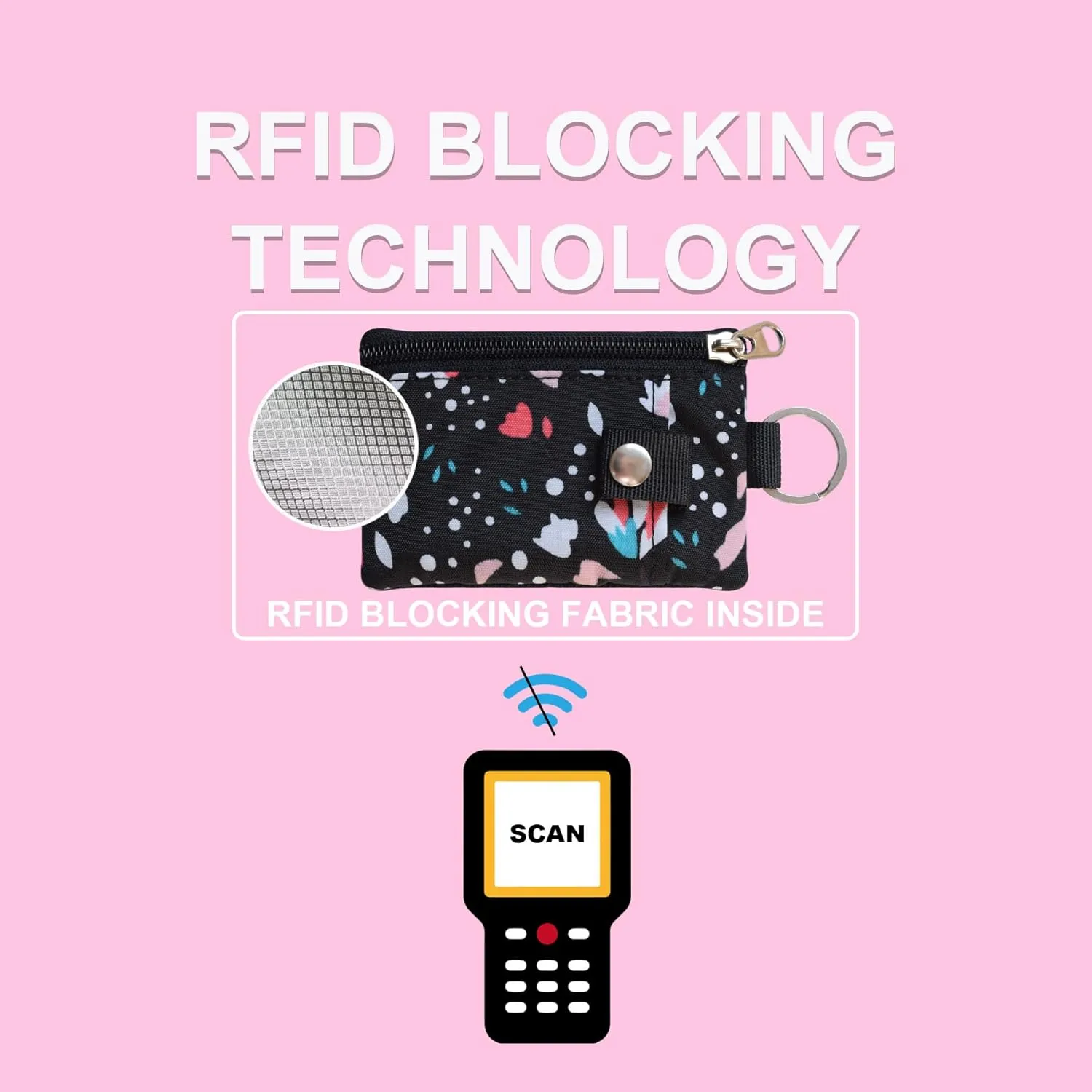Small Lanyard Wallet for Women with RFID Blocking,ID Holder,Keychain - Zip ID Card Case and Coin Purse for Travel and Daily Use (T008)
