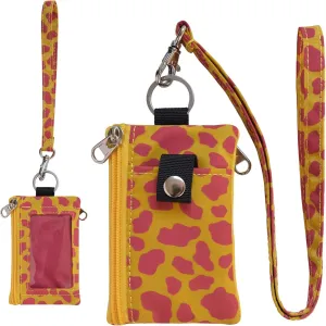 Small Lanyard Wallet for Women with RFID Blocking,ID Holder,Keychain - Zip ID Card Case and Coin Purse for Travel and Daily Use (Yellow Graffiti)