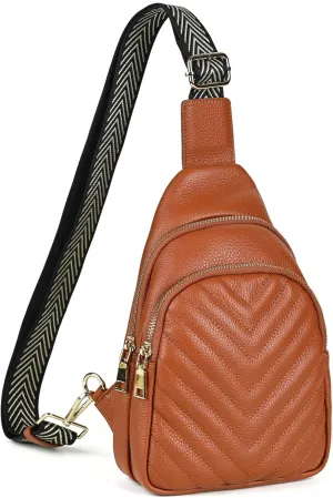 Small Sling Bag for Women Genuine Leather Fanny Packs Crossbody Bags Trendy Chest Purses Waist Bag for Travel & Daily Use
