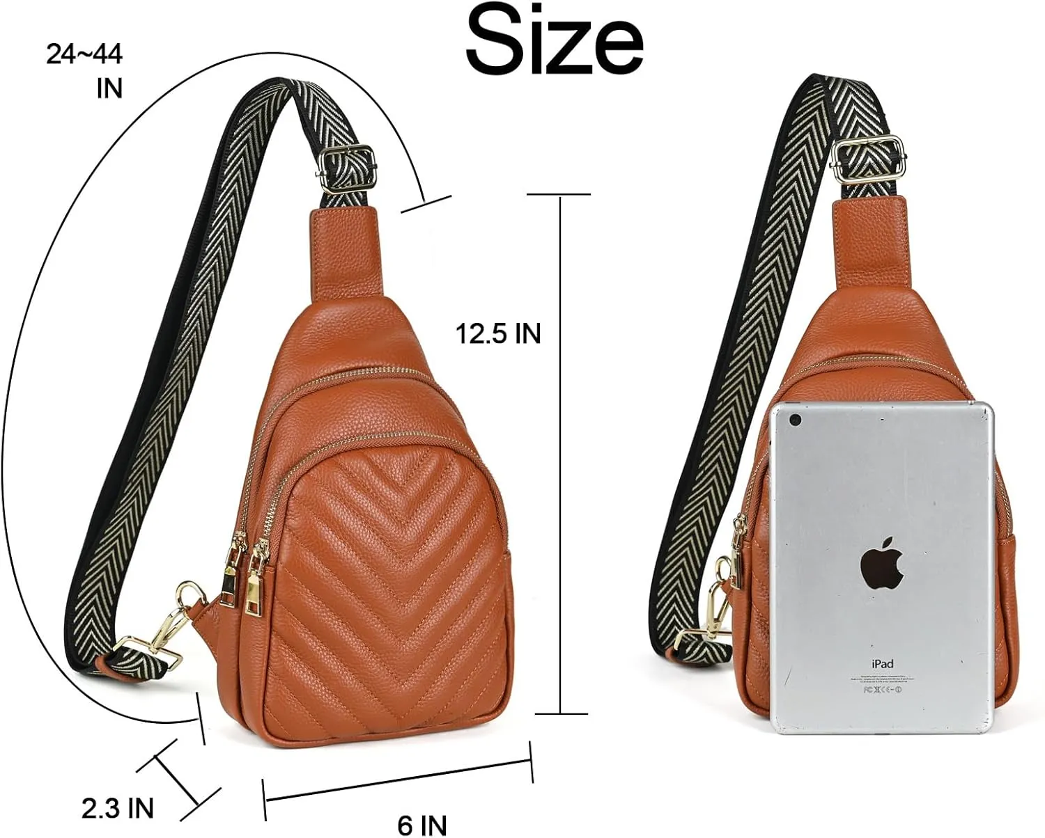 Small Sling Bag for Women Genuine Leather Fanny Packs Crossbody Bags Trendy Chest Purses Waist Bag for Travel & Daily Use