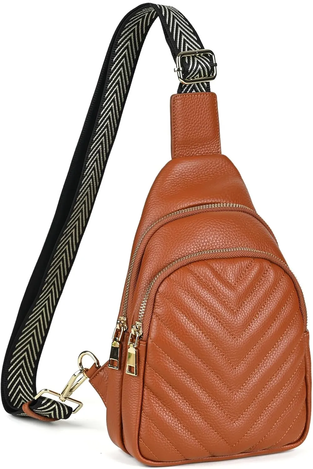 Small Sling Bag for Women Genuine Leather Fanny Packs Crossbody Bags Trendy Chest Purses Waist Bag for Travel & Daily Use
