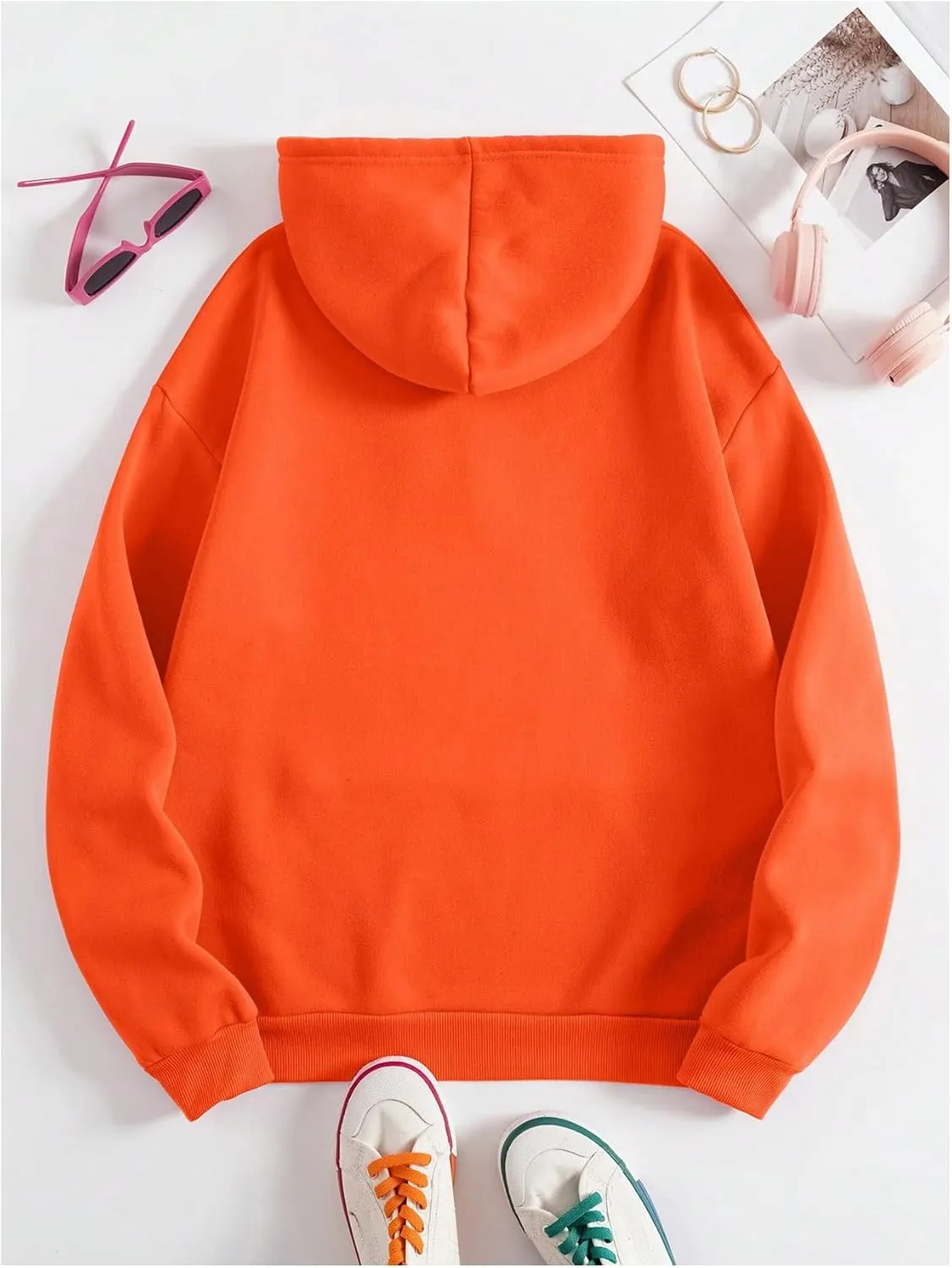SOLY HUX Hoodies for Women Drawstring Long Sleeve Drop Shoulder Pullover Sweatshirt with Pocket