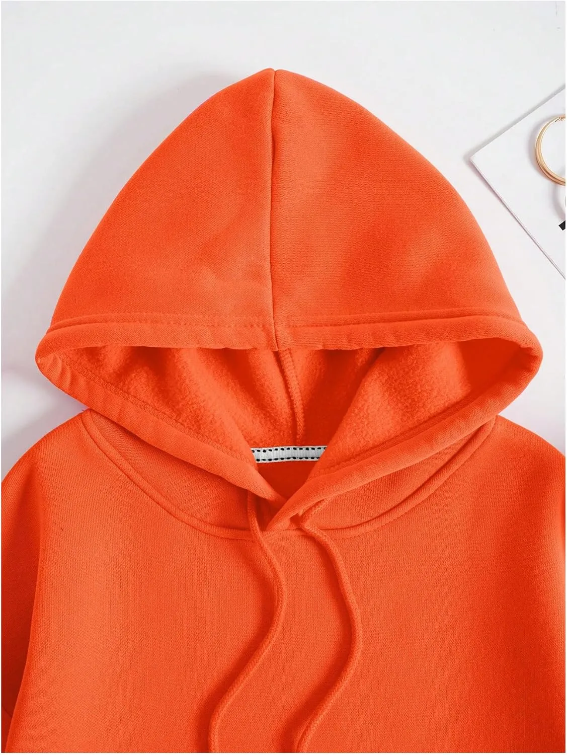 SOLY HUX Hoodies for Women Drawstring Long Sleeve Drop Shoulder Pullover Sweatshirt with Pocket