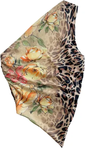 SOLY HUX Women's Tank Top Y2k Leopard Floral Print One Shoulder Sleeveless Ruched Asymmetrical Hem Summer Tops