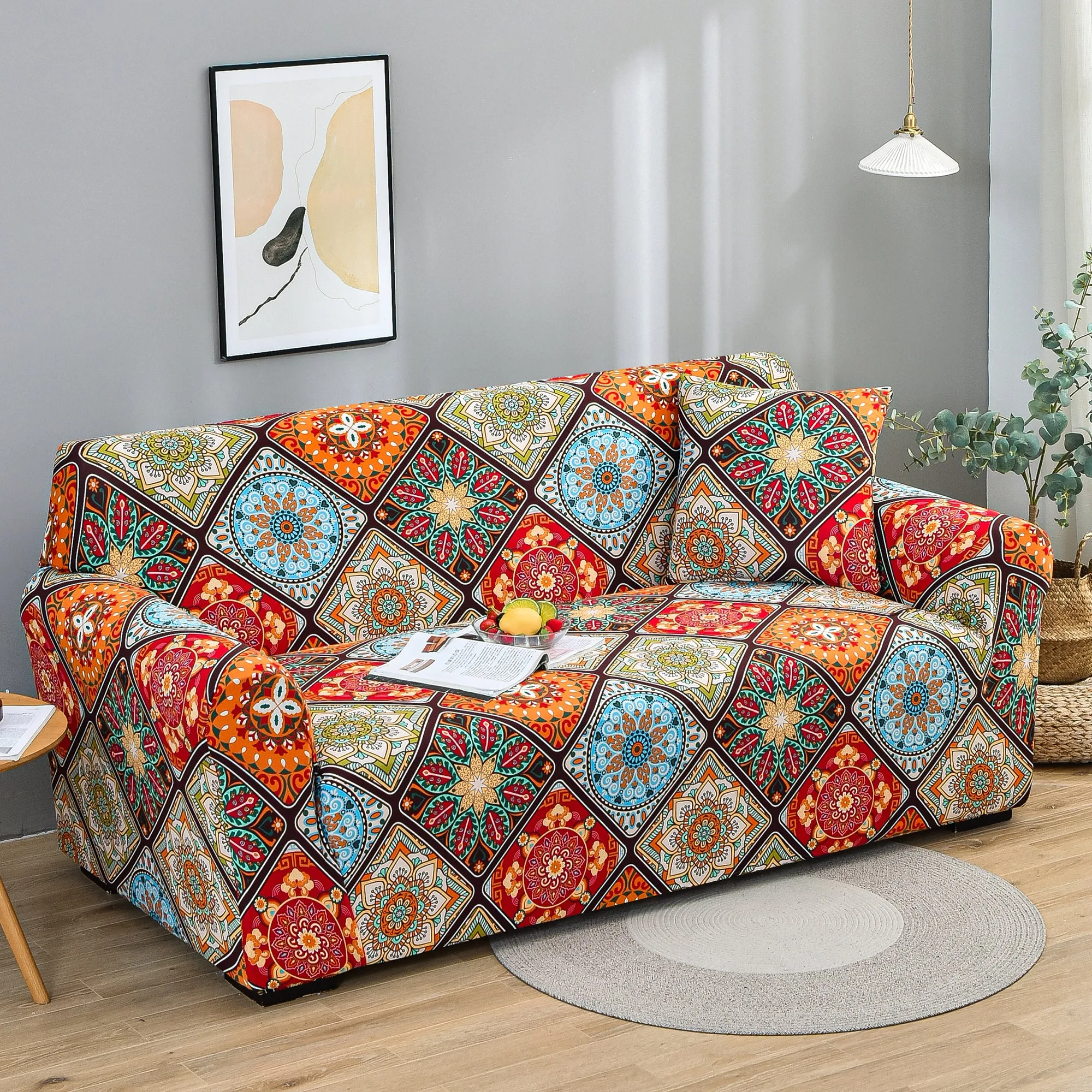 Story@Home Elastic Stretchable 1 | 2 | 3 | 4 Seater Multicolor Motif Pattern Sofa Cover