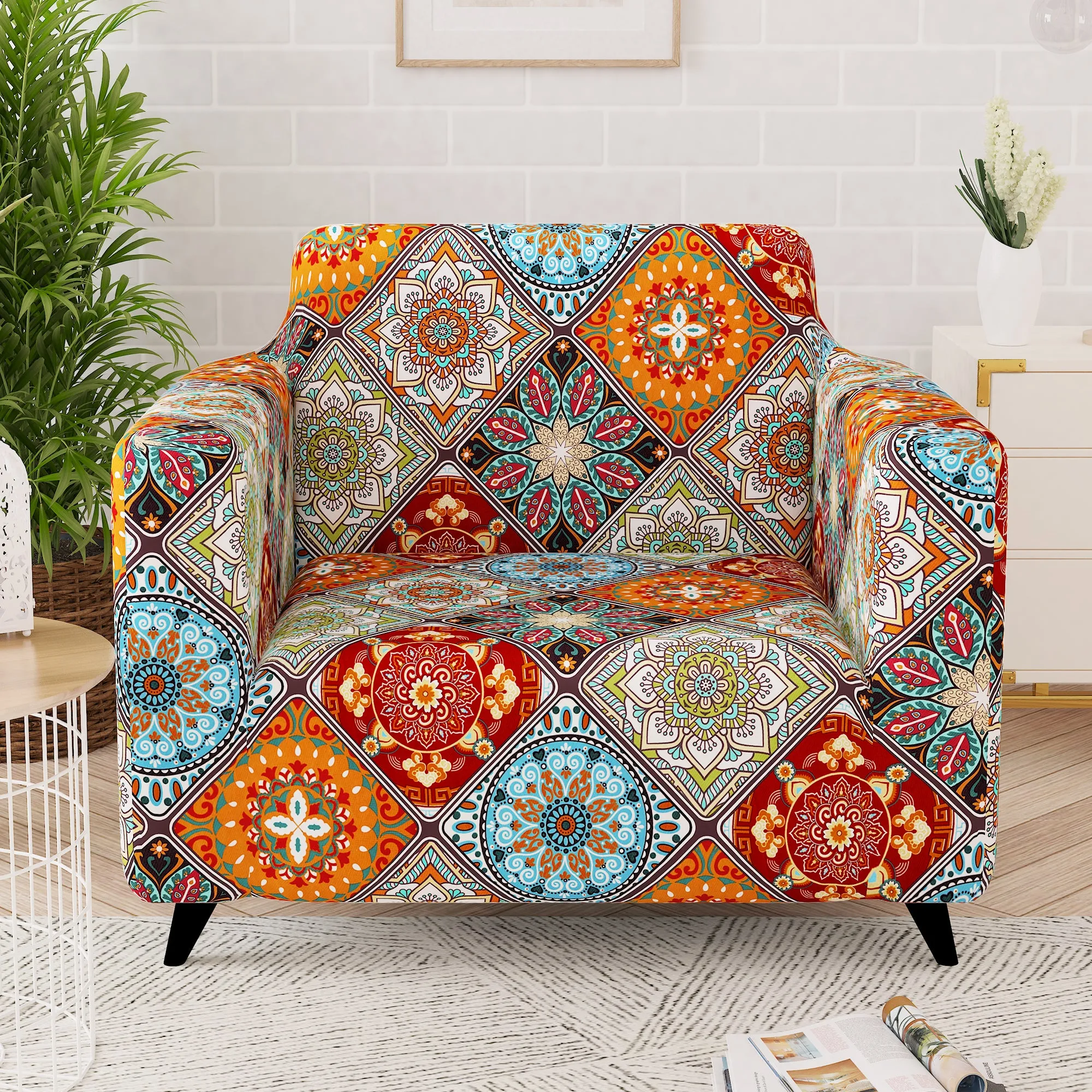 Story@Home Elastic Stretchable 1 | 2 | 3 | 4 Seater Multicolor Motif Pattern Sofa Cover