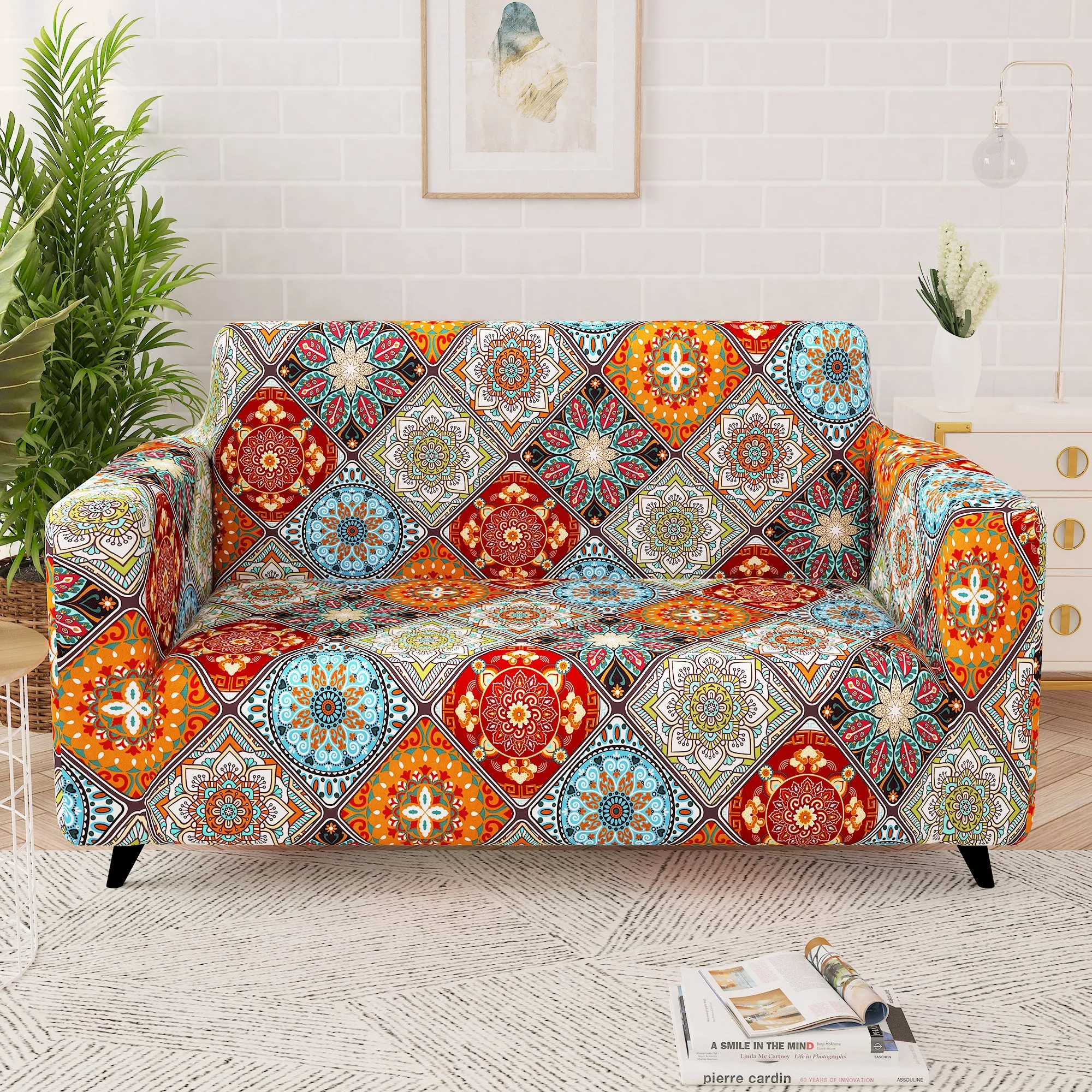 Story@Home Elastic Stretchable 1 | 2 | 3 | 4 Seater Multicolor Motif Pattern Sofa Cover