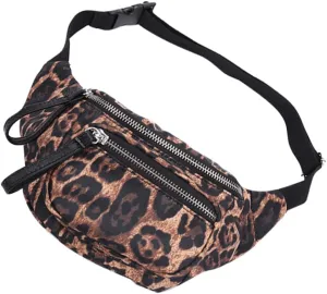 Stylish Leopard Pattern Waist Bag for Women Zipper Fanny Bag for Travel Hiking and Daily Use Durable Storage Pouch for Cosmetics Keys and More
