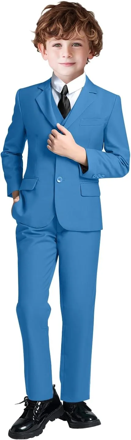 Suit for Boy Formal Slim Fit Tuxedo 5 Pieces Kids Toddler Wedding Outfit Blazer Pants Vest Set Boys Suits
