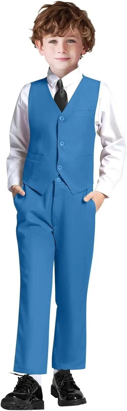 Suit for Boy Formal Slim Fit Tuxedo 5 Pieces Kids Toddler Wedding Outfit Blazer Pants Vest Set Boys Suits