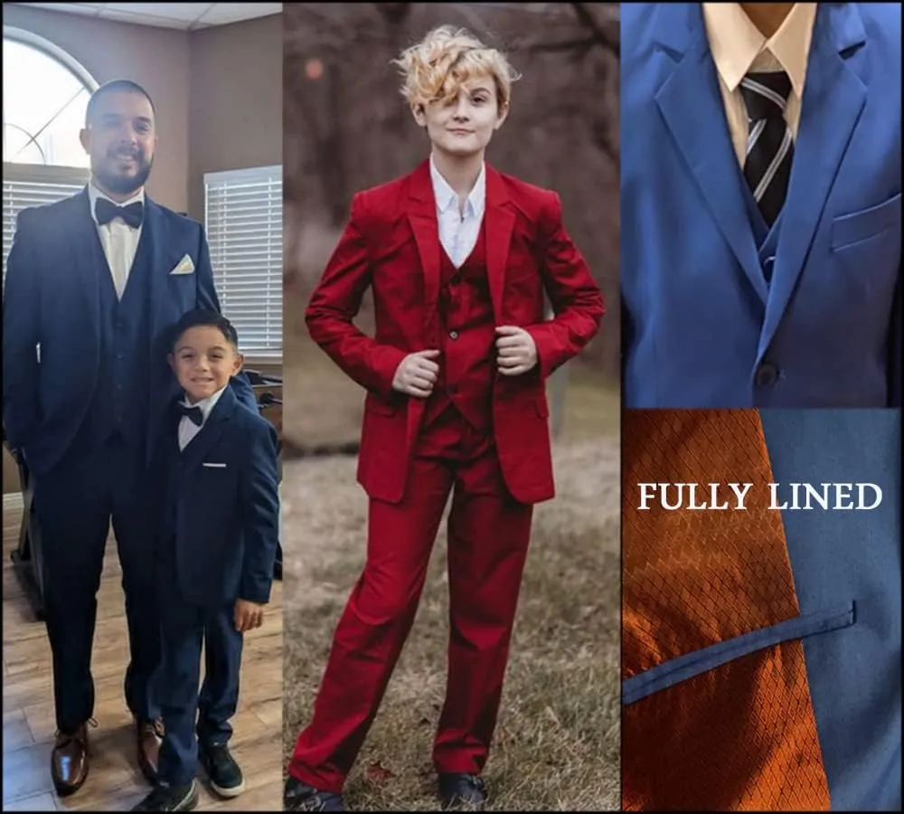 Suit for Boy Formal Slim Fit Tuxedo 5 Pieces Kids Toddler Wedding Outfit Blazer Pants Vest Set Boys Suits