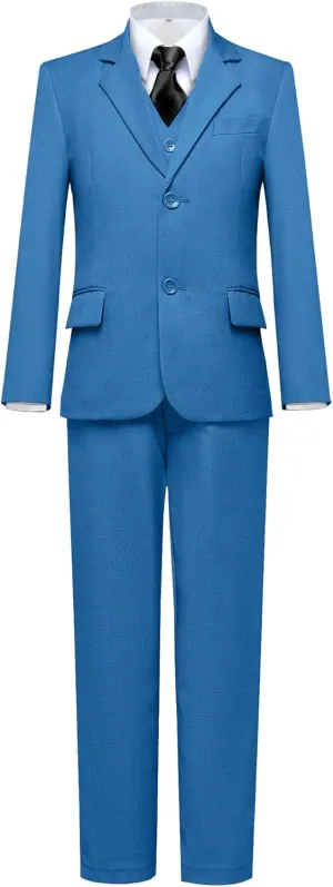 Suit for Boy Formal Slim Fit Tuxedo 5 Pieces Kids Toddler Wedding Outfit Blazer Pants Vest Set Boys Suits