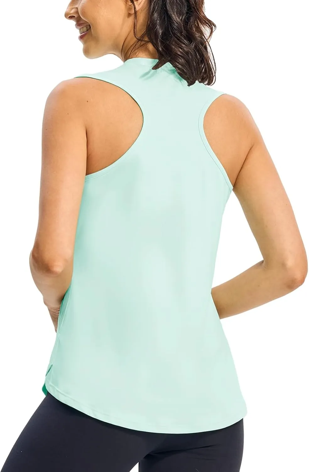TBMPOY Women's Workout Tank Tops High Crew Neck Racerback Lightweight Muscle Dry Fit Tennis Sleeveless Athletic Running Yoga