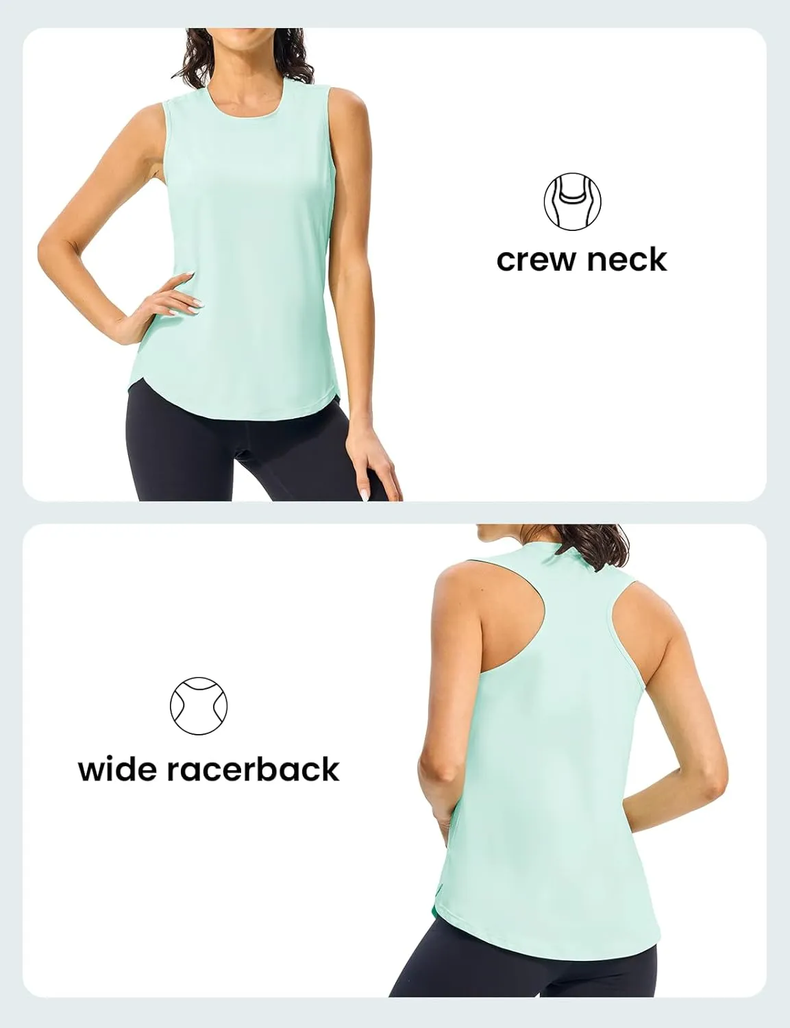 TBMPOY Women's Workout Tank Tops High Crew Neck Racerback Lightweight Muscle Dry Fit Tennis Sleeveless Athletic Running Yoga