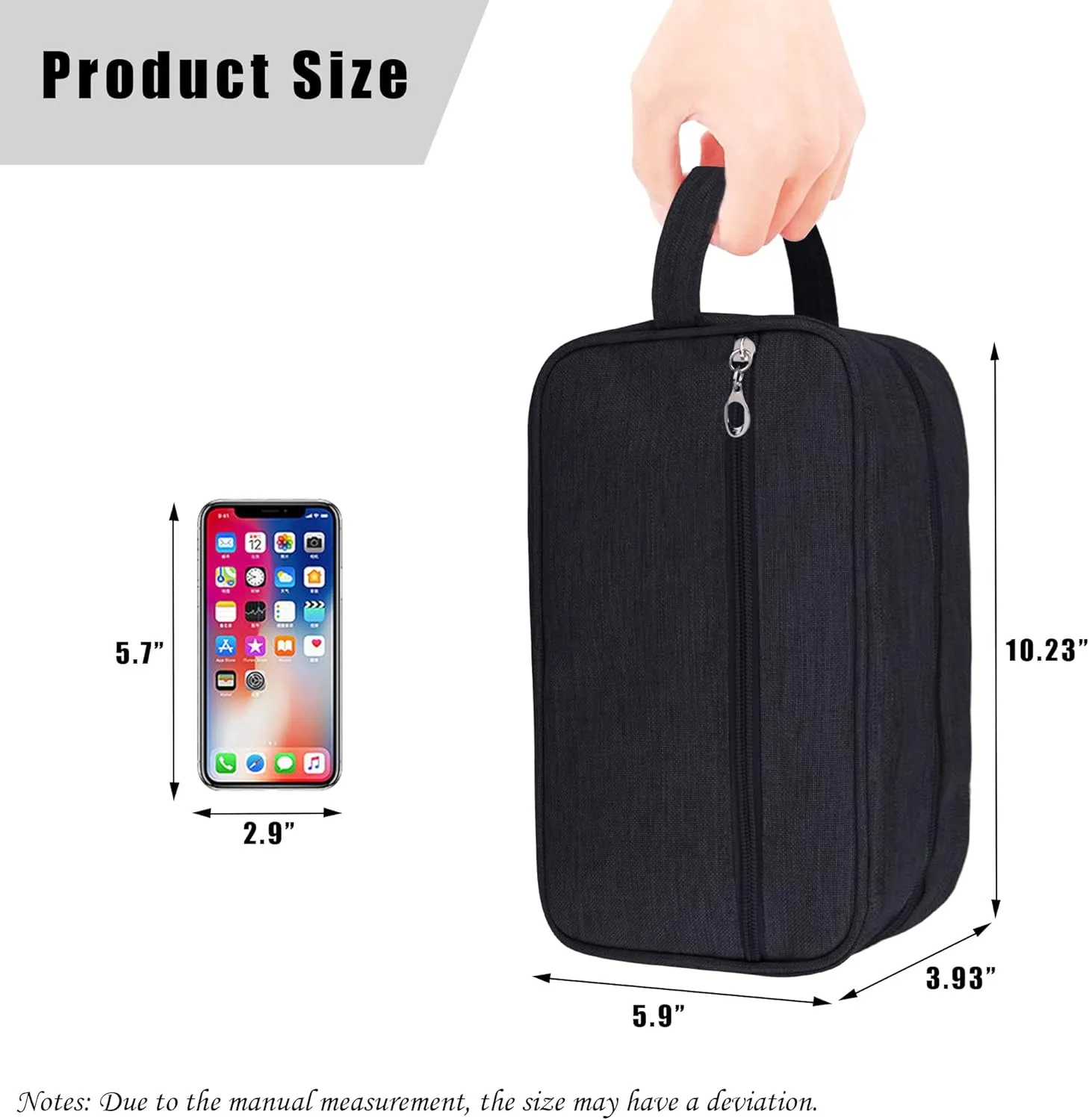 Toiletry Bag, Large Capacity Travel Bag for Toiletries, Waterproof Oxford Fabric Toiletry Organizer for Travel, Business Trips and Daily Use, Travel Essentials for Men or Women (Black)