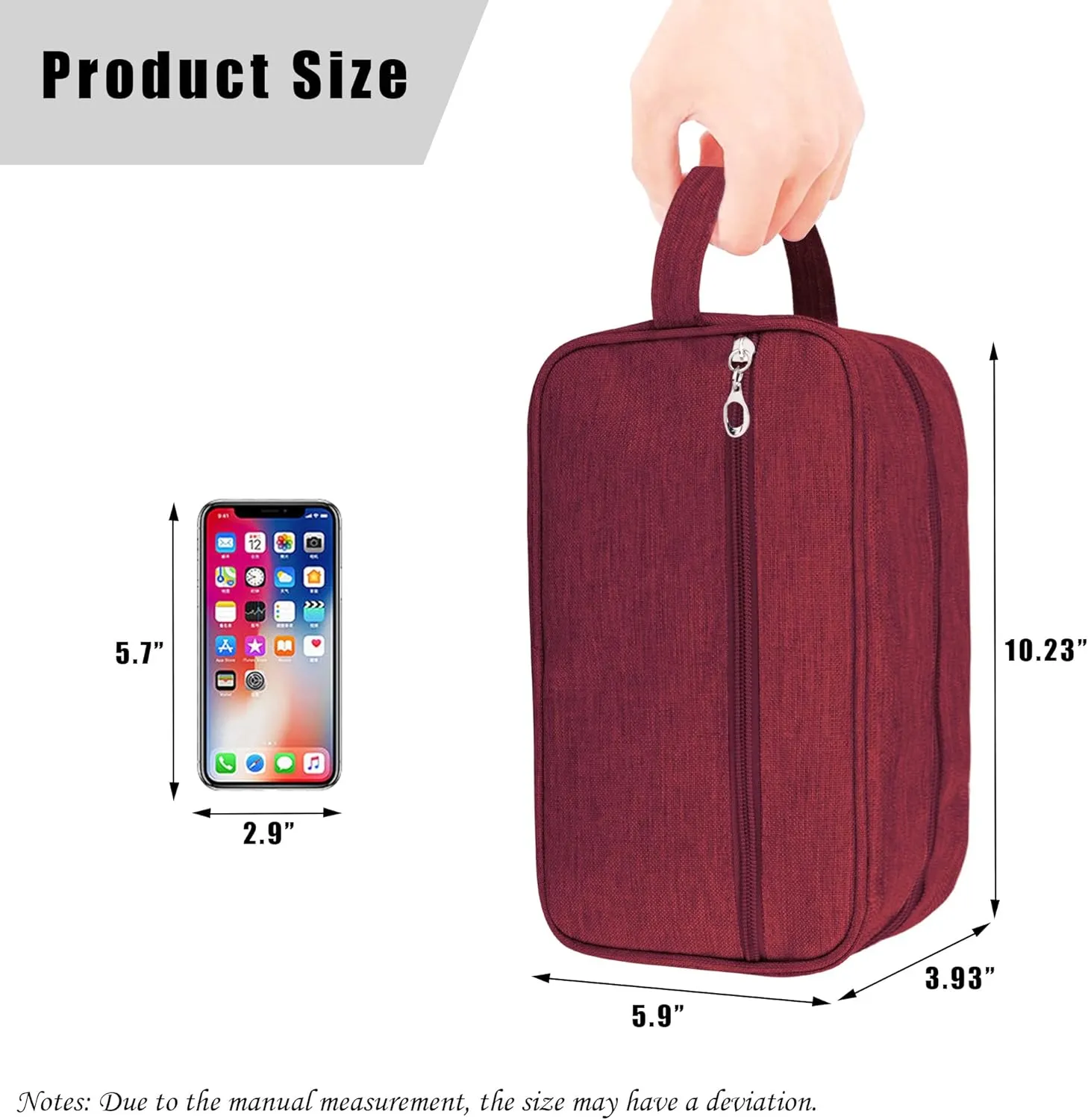 Toiletry Bag, Large Capacity Travel Bag for Toiletries, Waterproof Oxford Fabric Toiletry Organizer for Travel, Business Trips and Daily Use, Travel Essentials for Men or Women (Burgundy)
