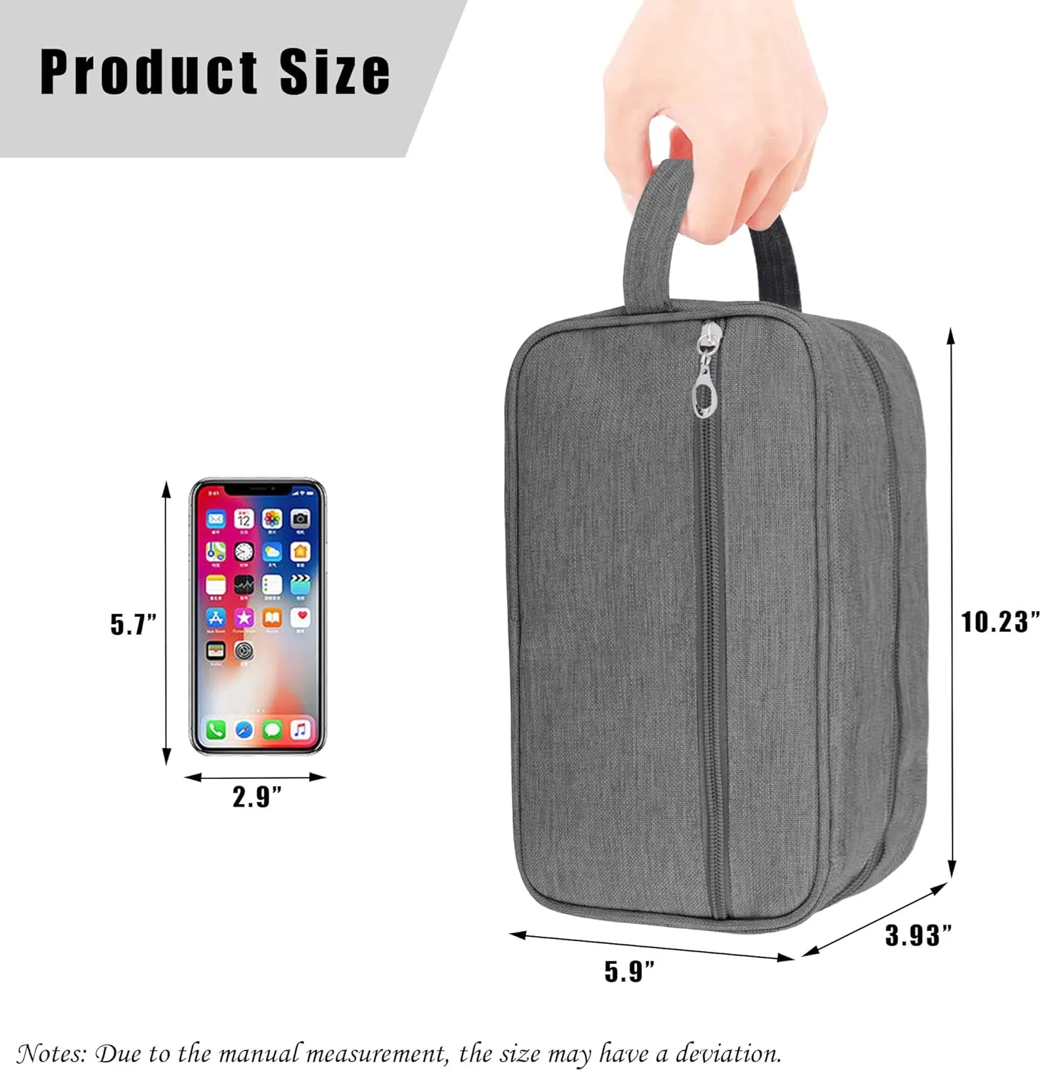 Toiletry Bag, Large Capacity Travel Bag for Toiletries, Waterproof Oxford Fabric Toiletry Organizer for Travel, Business Trips and Daily Use, Travel Essentials for Men or Women (Grey)