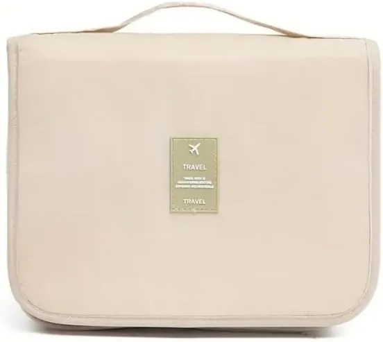 Travel Makeup Bag for Women - Large Capacity Waterproof Cosmetic Organizer with Dividers & Handle, Open Flat Toiletry Pouch for Easy Access, Perfect for Travel & Daily Use