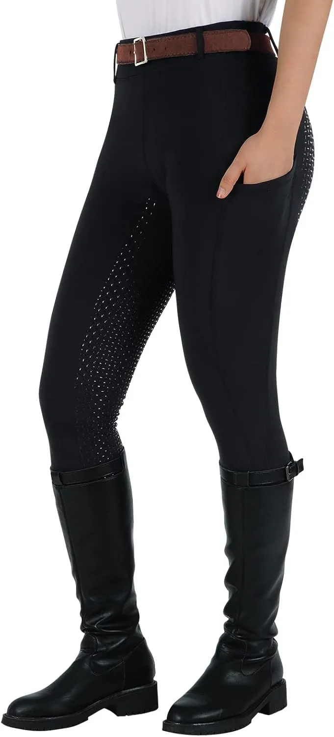 Turnhier Women Winter Riding Equestrian Pants Fleece Lined Equestrian Breeches Horseback Silicone Pockets